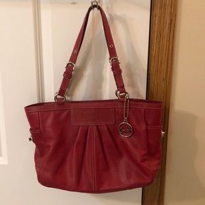 Coach Red Leather Shoulder Tote